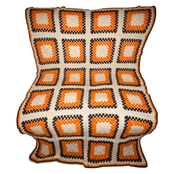 Handmade Hand Crafted Vintage 70's Style Granny Square Throw Afgan 76 X 53 - Picture 1 of 11